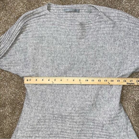Vince sweater cashmere & wool blend gray ribbed tie bow back long sleeve SZ sm - Picture 8 of 12